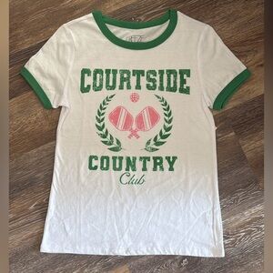 Women’s Pickleball Graphic Tee – Courtside Country Club, Green & White, NWT